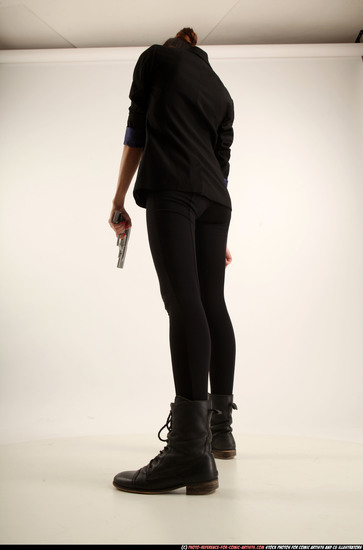 Woman Young Athletic White Fighting with gun Standing poses Business