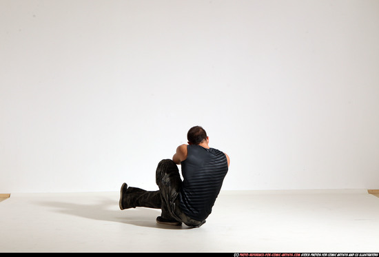 Man Adult Athletic White Fighting with gun Moving poses Army