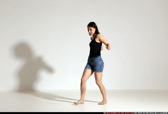 Woman Young Athletic White Magic Moving poses Casual