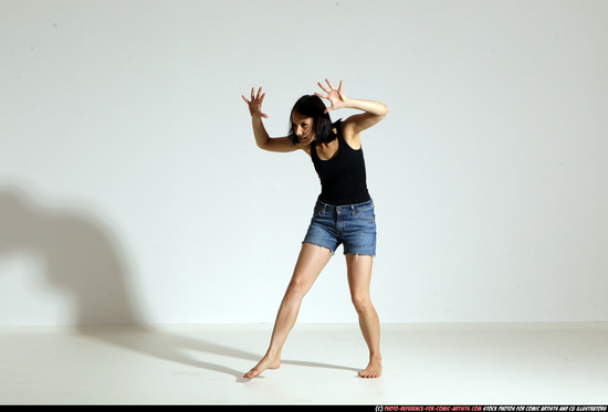 Woman Young Athletic White Magic Moving poses Casual