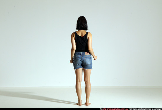 Woman Young Athletic White Magic Moving poses Casual