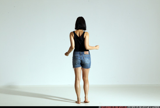 Woman Young Athletic White Magic Moving poses Casual