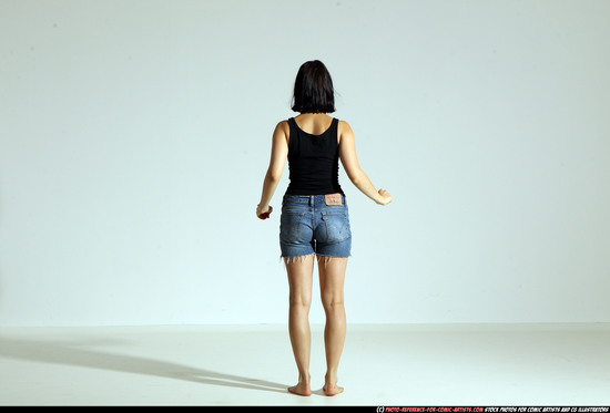 Woman Young Athletic White Magic Moving poses Casual