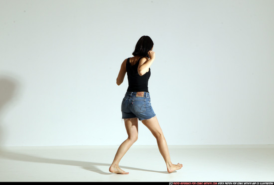 Woman Young Athletic White Magic Moving poses Casual