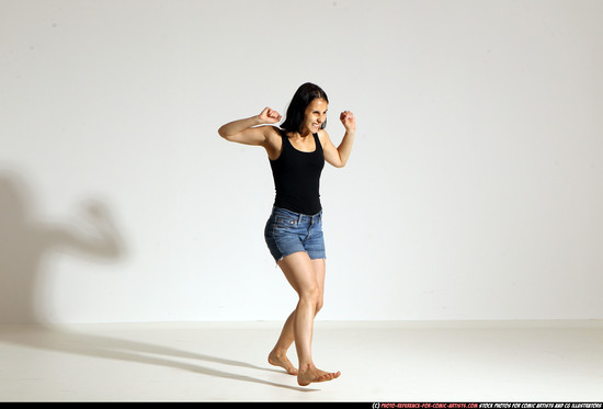 Woman Young Athletic White Magic Moving poses Casual