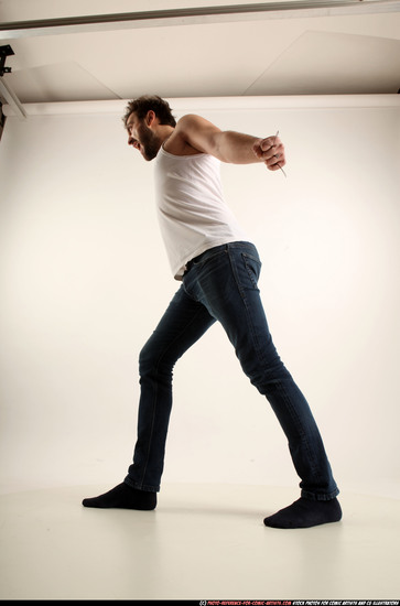 Man Adult Athletic White Fighting without gun Standing poses Casual