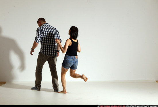 Man & Woman Adult Athletic White Neutral Moving poses Casual