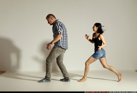 Man & Woman Adult Athletic White Neutral Moving poses Casual