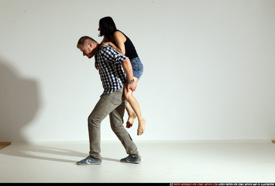 Man & Woman Adult Athletic White Neutral Moving poses Casual