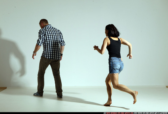 Man & Woman Adult Athletic White Neutral Moving poses Casual