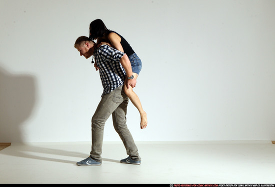 Man & Woman Adult Athletic White Neutral Moving poses Casual