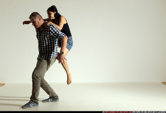 Man & Woman Adult Athletic White Neutral Moving poses Casual