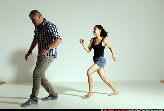 Man & Woman Adult Athletic White Neutral Moving poses Casual