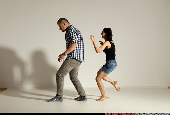 Man & Woman Adult Athletic White Neutral Moving poses Casual