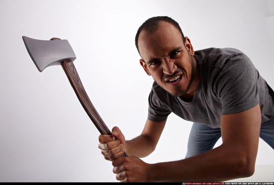 Man Adult Athletic Fighting with sword Standing poses Casual Latino