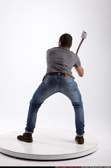 Man Adult Athletic Fighting with sword Standing poses Casual Latino