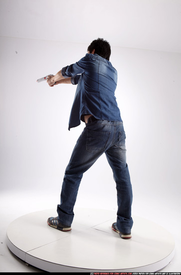 Man Adult Athletic Fighting with gun Standing poses Casual Asian