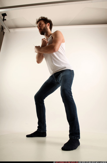 Man Adult Athletic White Fighting without gun Standing poses Casual