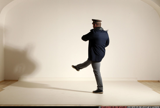 Man Adult Muscular White Moving poses Army Fighting with shotgun