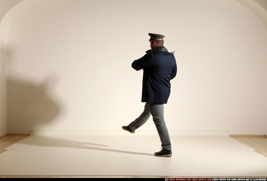 Man Adult Muscular White Moving poses Army Fighting with shotgun