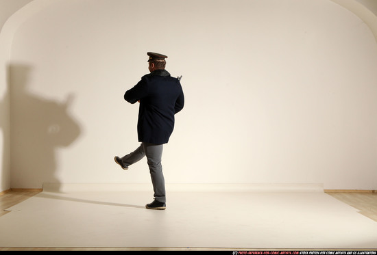 Man Adult Muscular White Moving poses Army Fighting with shotgun