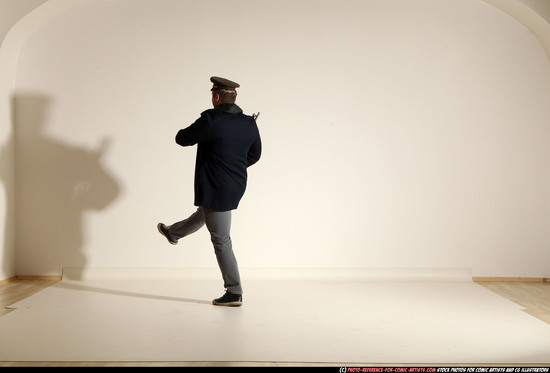 Man Adult Muscular White Moving poses Army Fighting with shotgun