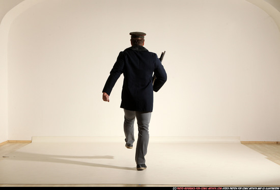 Man Adult Muscular White Moving poses Army Fighting with shotgun