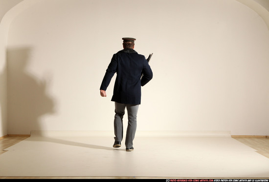 Man Adult Muscular White Moving poses Army Fighting with shotgun