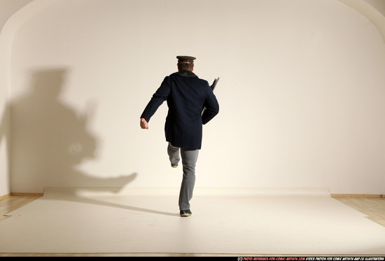 Man Adult Muscular White Moving poses Army Fighting with shotgun