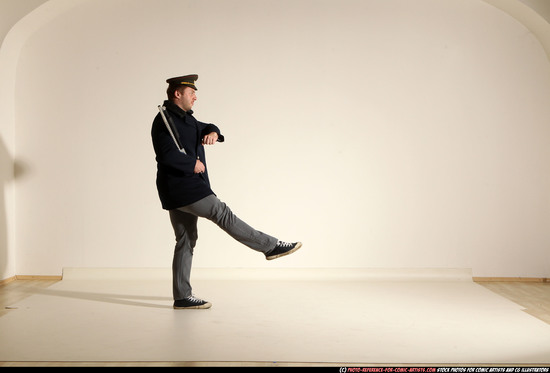 Man Adult Muscular White Moving poses Army Fighting with shotgun