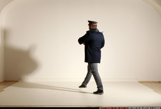 Man Adult Muscular White Moving poses Army Fighting with shotgun