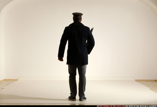 Man Adult Muscular White Moving poses Army Fighting with shotgun