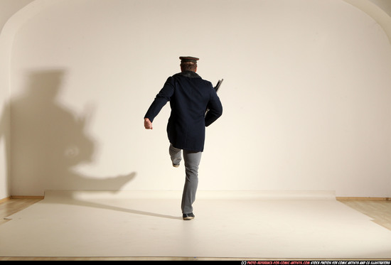 Man Adult Muscular White Moving poses Army Fighting with shotgun