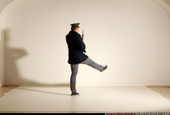 Man Adult Muscular White Moving poses Army Fighting with shotgun