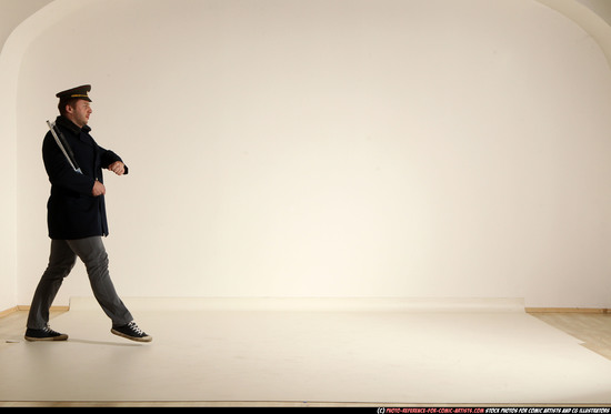 Man Adult Muscular White Moving poses Army Fighting with shotgun