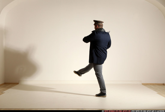 Man Adult Muscular White Moving poses Army Fighting with shotgun