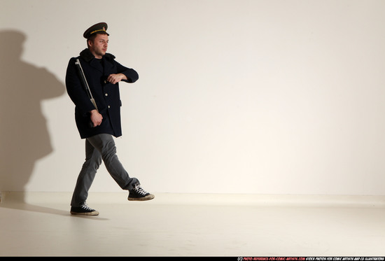 Man Adult Muscular White Moving poses Army Fighting with shotgun