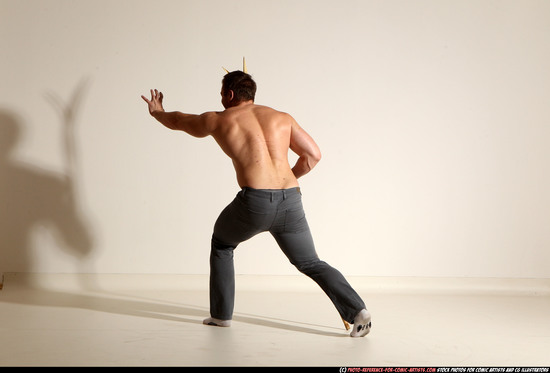 Man Adult Muscular White Magic Moving poses Pants