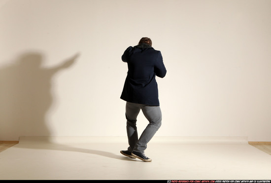 Man Adult Muscular White Moving poses Casual Fighting with shotgun