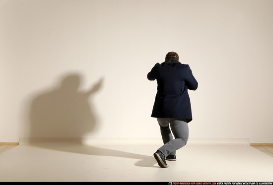 Man Adult Muscular White Moving poses Casual Fighting with shotgun