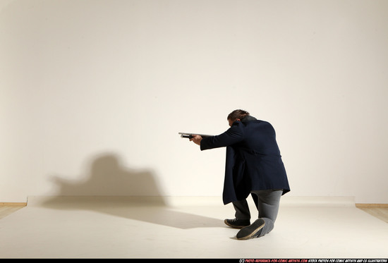 Man Adult Muscular White Moving poses Casual Fighting with shotgun