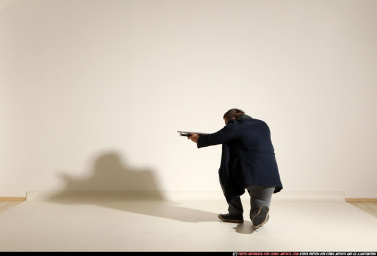 Man Adult Muscular White Moving poses Casual Fighting with shotgun