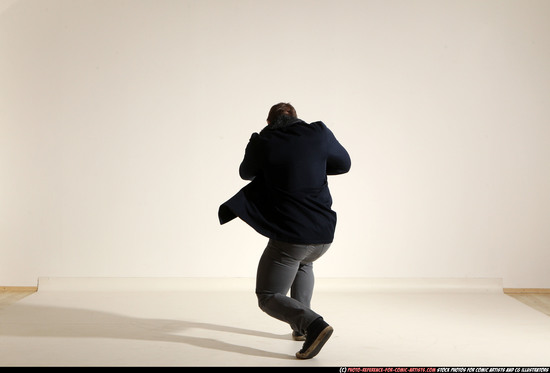 Man Adult Muscular White Moving poses Casual Fighting with shotgun