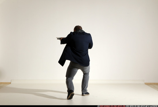 Man Adult Muscular White Moving poses Casual Fighting with shotgun