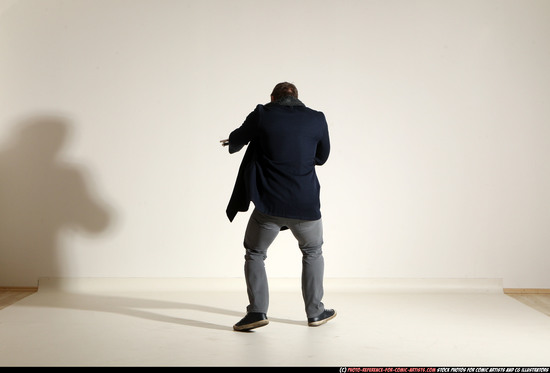 Man Adult Muscular White Moving poses Casual Fighting with shotgun