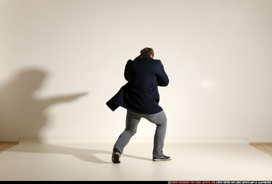 Man Adult Muscular White Moving poses Casual Fighting with shotgun