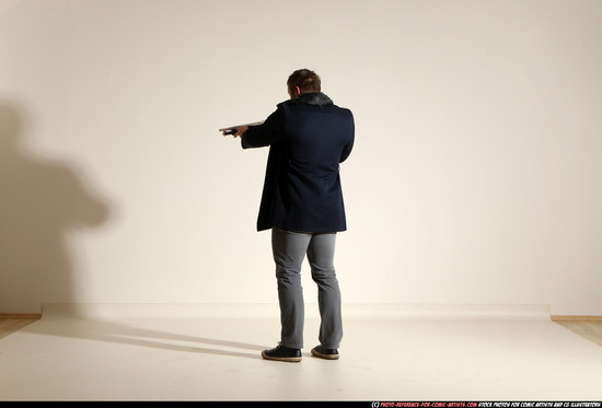 Man Adult Muscular White Moving poses Casual Fighting with shotgun