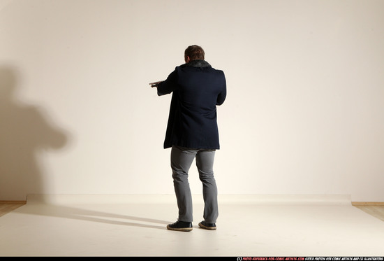 Man Adult Muscular White Moving poses Casual Fighting with shotgun