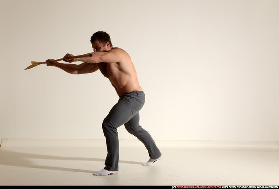 Man Adult Muscular White Magic Moving poses Pants