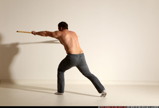 Man Adult Muscular White Magic Moving poses Pants